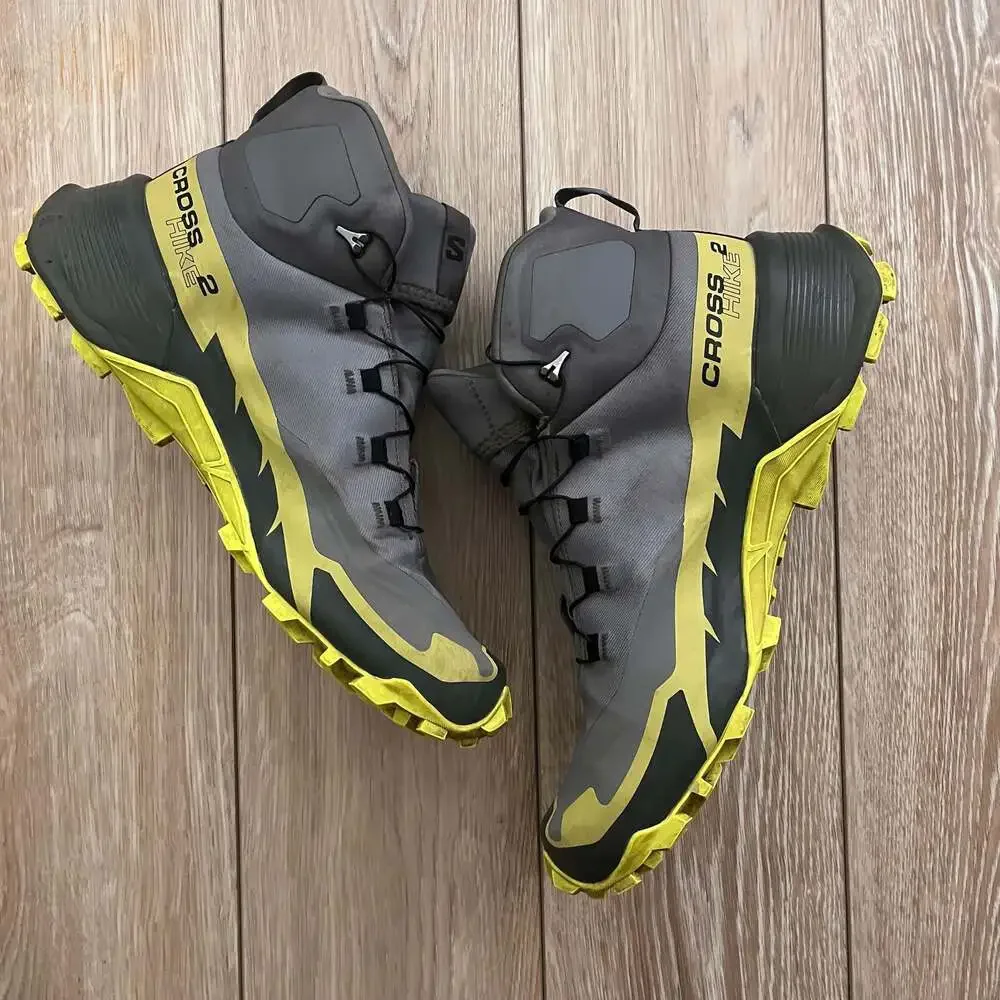 Salomon Cross Hike 2 Mid GTX Hiking Boots Gray Yellow Men's Size 10 US 44 EU